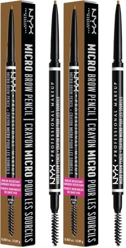 NYX Professional Makeup Micro Brow Pencil, Dual Ended With Mechanical Brow Pencil And Spoolie Brush, Vegan Formula, Shade: Blonde (Pack of 2)