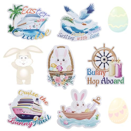 UFURMATE Magnetic Cruise Door Decorations, 5Pcs Easter Themed Cruise Ship Door Magnets PVC Waterproof Magnets Decor for Door, Fridge, Car