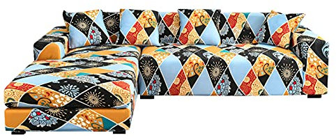 L-förmiges Sofabezug-Set mit 2-teiligem 3-Sitzer-Stretch-Sofabezug, 4-teilige Kissenbezüge, perfekt für Ecksofa, farbig