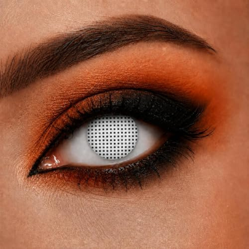 One Week Motiv Kontaktlinsen White Screen | Weiß (w50) | Gruselige Motiv-Kontaktlinsen ohne Sehstärke für Halloween, Fasching, Cosplay und Mottoparty