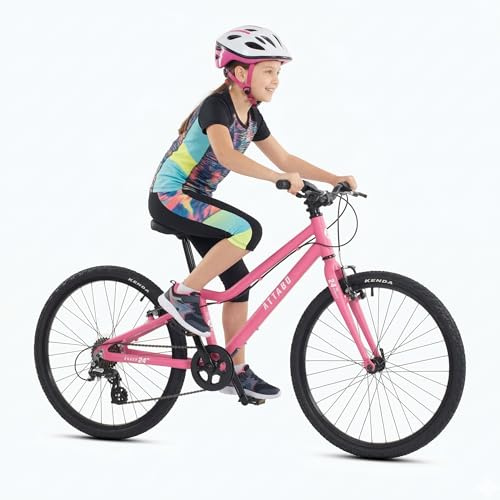 ATTABO Knack 24 - Bicicletta per bambini (7-11 anni) con telaio in alluminio leggero (solo 10 kg), ruote da 24, forcella in acciaio, per 120-145 cm, manubrio ergonomico ideale per escursioni e tempo