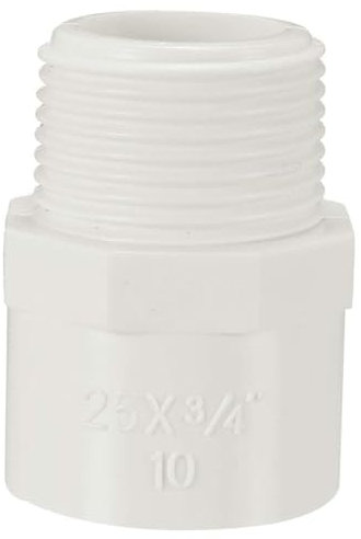 TA-VIGOR Lot de 5 raccords de tuyau en PVC à filetage mâle 25 mm x 3/4 PT - Pour systèmes de distribution de pression d'eau froide et projets de plomberie