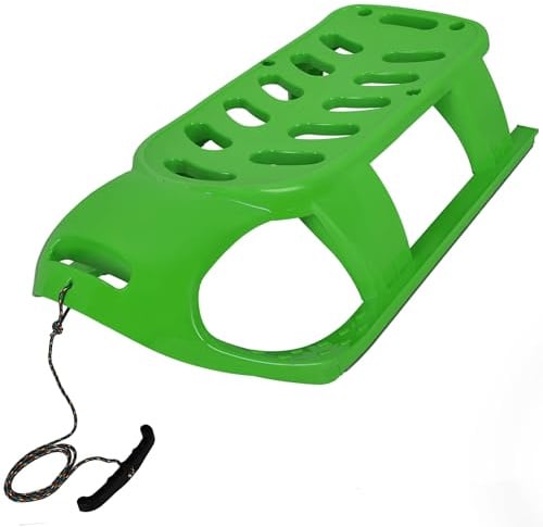 KOTARBAU® Schlitten für Kinder - 87 x 45 x 26 cm - Kunststoff Schlitten für Erwachsene - Rodel - Kinderschlitten mit Metallkufen & Zugseil - Stabil & Robust - Grün