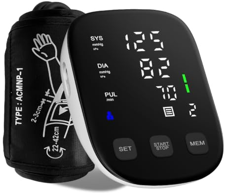 HealthTree Tensiómetro de Brazo,Monitor Presión Arterial Digital para Hogar | Brazalete Grande de 8.5-16.5— Pantalla LED de 5.5, Monitorear el Pulso y Frecuencia Cardíaca, Seguimiento de Memoria 2x90