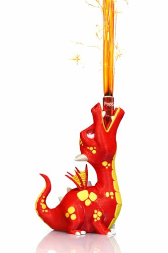 Feuriger Drachen Cake Topper – 3D-gedruckte Partydeko für Kindergeburtstag & Silvester | Kuchen- & Tortenaufsatz (mehrfarbig, Rot)