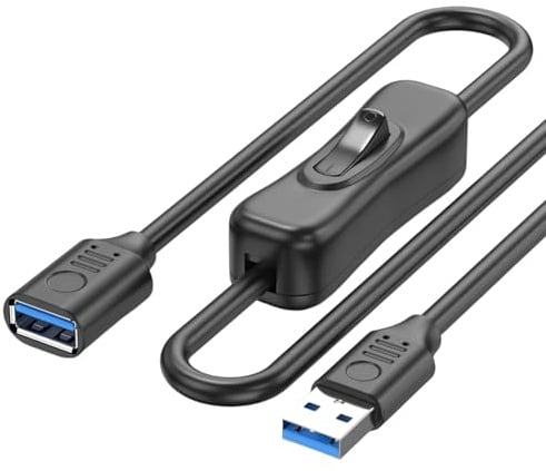 argtnayk USB 3.0 Verlängerungskabel mit Schalter, 0,5 m Stecker auf Buchse, für Strom- und Datenübertragung, passend für Laptop, PC und USB-Geräte