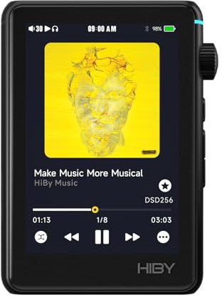 HiBy Music R3 II 2025 Portable HiFi MP3 Player, Native DSD256 MQA 16X, Hi-Res Certified, Bluetooth 5.1 WiFi, Tidal Qobuz, 3.5mm & 4.4mm 340mW, USB-C, 3.2 Touchscreen, 2TB TF Card Support