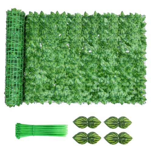 Efeu Sichtschutz Outdoor 300x100CM Balkon Sichtschutz (Hellgrün) | Sichtschutz Zaun Efeu, Sichtschutz Garten, Sichtschutz Kunstpflanzen, Künstliche Blätter Wetterfest&Uv-Beständig