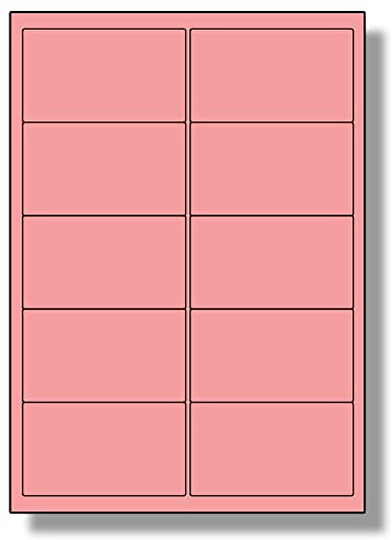 Label Planet® 10 Per Sheet, 5 Sheets (50 Pink Labels). Coloured Paper Labels with Rounded Corners 99.1 x 57mm, LP10/99 C.