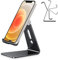 OMOTON Aluminium Handy Ständer, Multi-Winkel Verstellbarer Handy Halter Büro, Handyhalterung für Schreibtisch, kompatibel mit iPhone 15 Pro/15/15 Pro Max/14/13 Pro/12, Schwarz