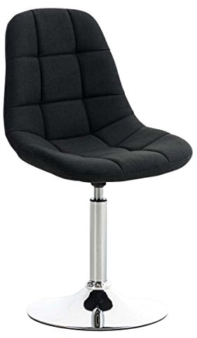 CLP Lounger Emil mit Stoffbezug, Esszimmerstuhl mit gestepptem Sitz, Drehstuhl mit Trompetenfuß in Chromoptik, Farbe:schwarz