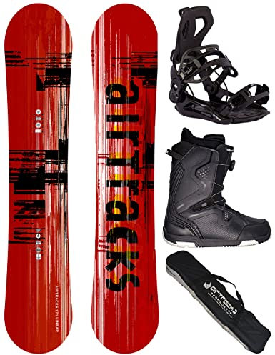 AIRTRACKS Snowboard Set Board Linear Camber Extra Wide 168 + Snowboard Bindung Master + Boots Strong ATOP 47 + Sb Bag