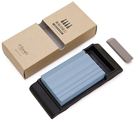 Suehiro: Wood Carving Tools, Medium carving knife sharpener, Sharpening stone #1000 with Rubber Stand: Splashing stone: Hobby Stone, 6 knives variation available