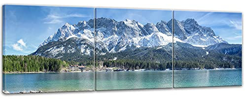 Bilderdepot24 Bild auf Leinwand | Zugspitzmassiv in 180x60 cm mehrteilig als Panorama Wandbild XXL | Wand-deko Dekoration Wohnung modern Bilder | 211421