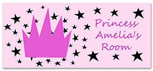 Tigerlilyprints Princess personalised Door Plaque,Children's Bedroom Name Plate, Boys,Girls Room Sign,Name on a Sign, Personalised Childrens Bedroom Door Signs.