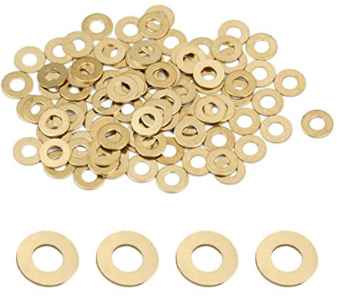 MroMax Copper Flat Washer 0.12 x 0.28 x 0.02 (Inner Dia x OD x T) for Screw Bolt, 100pcs