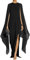 MAYFASEY Women's Elegant High Split Flare Sleeve Formal Evening Gowns Maxi Dress with Cape - Black - Medium