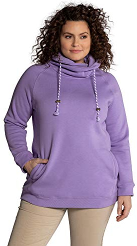 Ulla Popken Damen Sweatshirt, Weiter Stehkragen, Taschen, Raglan-Langarm, Blaues Flieder, 54-56 EU