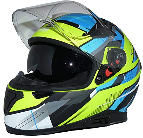 Motorradintegralhelm mit integrierter Sonnenblende und klappbarem Visier 917-BG-XXL