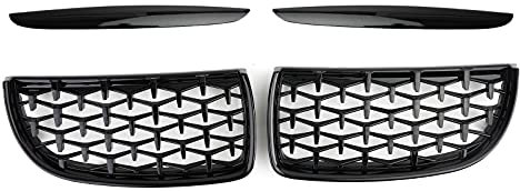 Artudatech Auto Kühlergrill Meteor Black Kidney Grill Mesh Kühlergrill Passend für B-M-W E90 3 Series Sedan 2005-2008