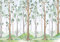 WallArena - Vlies Fototapete Kinderzimmer 416x290 cm Wald Mädchen Bäume Skandinavisch für Kinder - Fototapeten Tapeten für Kinder Kindertapete - Vliestapete Wandtapete Tapete 3D Effekt