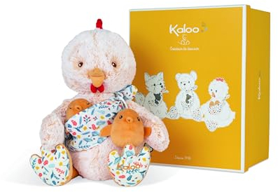 KALOO - Linoo - Plüschtier Papa Hahn Paul und Sein Baby, 35 cm - ab der Geburt K971001