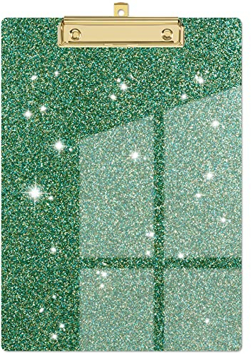 Piasoenc Acryl Klemmbretter, Mode Glitter Klemmbrett, Standard Letter Größe Klemmbrett, A4 Größe 12,5 x 9, Cute Konfetti Klemmbretter für Frauen, Rose Gold Desk Bürobedarf und Zubehör