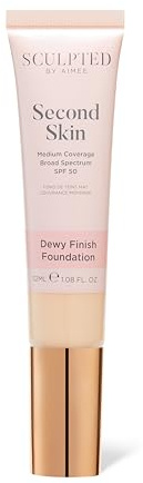 Second Skin Dewy Liquid Face Foundation from Sculpted by Aimee - 32ml Buildable, Medium Coverage Foundation with Dewy Finish, Hyaluronic Acid, Collagen Boosting Formula, SPF 50, (Porcelain Plus 1.5)