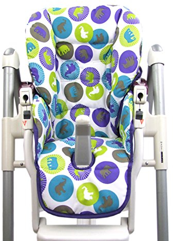 BAMBINIWELT Ersatzbezug Sitzkissen Bezug kompatibel mit Peg Perego Prima Pappa-Diner (grüne Elefanten)