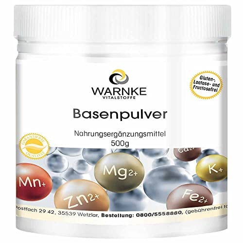 Polvo Alcalino 500g - Con 9 minerales y oligoelementos - Equilibrio ácido-base - Vegano | Warnke Vitalstoffe - Calidad de farmacia alemana