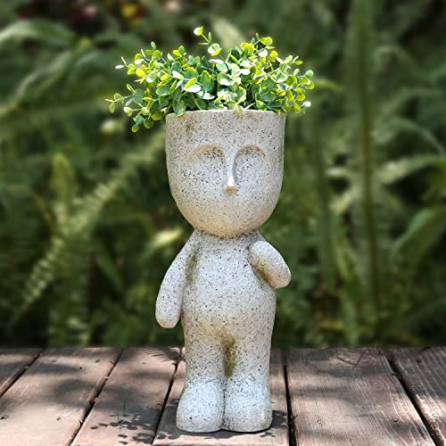 CYNOR Gesicht Pflanztopf Töpfe Niedlich Baum Mann Töpfe Kopf Blume Pflanzgefäß mit Entwässerungsloch Indoor Outdoor Dekorative Statuen für Sukkulenten Haus Garten