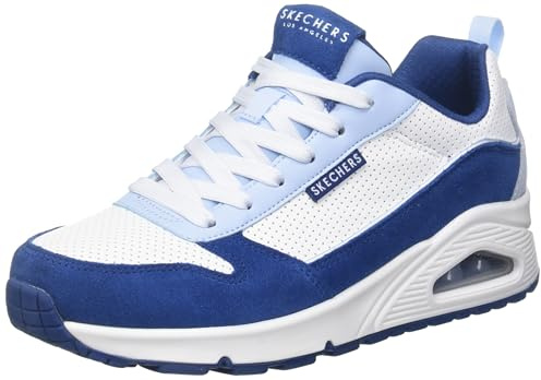 Skechers Damen UNO 2 Much Fun Sneaker, Blaues Wildleder, Weiß und Blau Duraleather MES, 42 EU