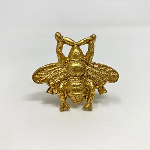 Old Gold Antique Gold Vintage Gold Cabinet Door Handles Iron Handmade Metal Animal Cupboard Door Knobs, Drawer Pulls (6. Bee)