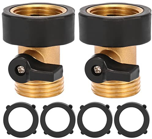 Sanpaint Confezione da 2 connettori per tubo da giardino in ottone resistente, 1,9 cm, chiusura a flusso limitato