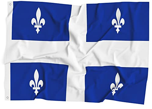 Bandera de Quebec de fibra de poliéster de 3 x 5 pies, colores brillantes y bandera anti-ultravioleta, bandera para interiores y exteriores