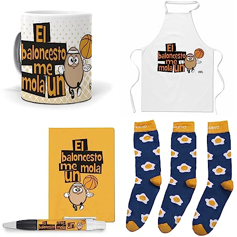 Que Regalar Baloncesto. El Baloncesto me Mola un Huevo. Taza,Delantal, libreta, boli y Trio de Calcetines