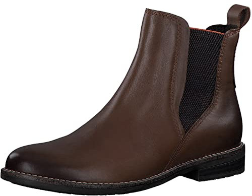 MARCO TOZZI Damen Chelsea Boots aus Leder Elegant, Braun (Muscat), 40 EU