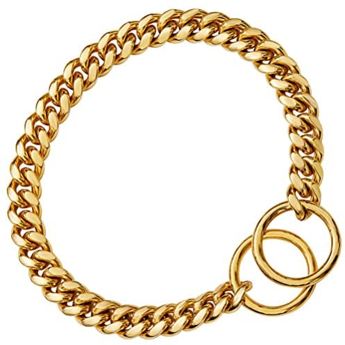 PATKAW Catena d'oro per Cani Collare da Pitbull Cavo di Fissaggio per Cani Collare per Cani con Catena d'oro Collare a Catena per Cani Catena del Collo Acciaio Inossidabile 316l Cucciolo