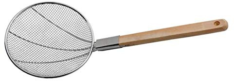 Wudaizhi Casquette en Acier Inoxydable Épaississez La Poignée en Bois Skimmer Ladle Kitchen Noodles Frenries Frises Frière 1pc (diamètre 24 Cm)