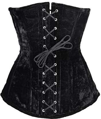 Battle-Merchant Hochwertige Unterbrust Corsage | Oberteil für Damen | Mider aus Samt mit Schnürung | Mittelalter Kleidung | LARP, Wikinger, Pirat, Goth (M, Schwarz)