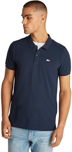 Tommy Jeans Polo de Manga Corta Hombre Slim Fit, Azul (Dark Night Navy), XXL