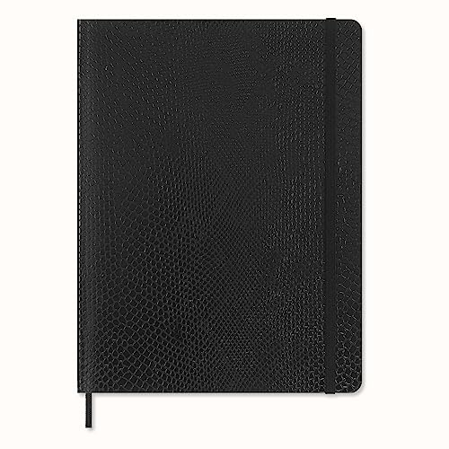 Moleskine Precious & Ethical Notizbuch, mit einer einer Geschenkbox, veganen Einband mit Python-Effekt, Klettverschluss, XL-Format 19x25cm, Farbe Schwarz