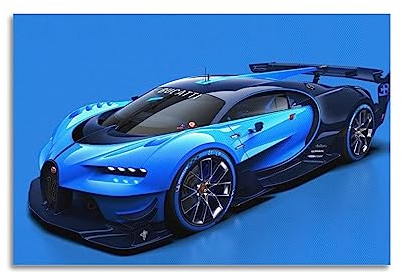 NOHF Hyper Auto-Poster für Bugatti Vision Gran Turismo, Wandkunstdruck, Retro-ästhetische Raumdekoration, Malerei, Leinwand, Poster für Zuhause und Büro, 40 x 60 cm, ungerahmt