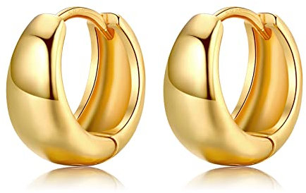 Chunky Creolen Ohrringe für Damen, Klein Hypoallergene Ohrringe Creolen Gold Schmuck für Frauen Mädchen Männer Kreolen 8mm