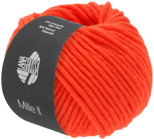 LANA GROSSA Mille II | Strapazierfähiges Mischgarn mit Merinowolle, waschmaschinenfest | Handstrickgarn aus 50% Schurwolle & 50% Acryl | 50g Wolle zum Stricken & Häkeln | 55m Garn FB158