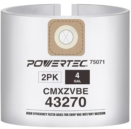 POWERTEC 75071 Lot de 2 sacs de collecte de poussière pour aspirateurs Craftsman de 12,7 l