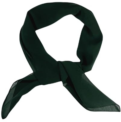 WESTEND CHOICE Square Chiffon Scarves Women Plain Neck Scarf 50s Retro lightweight Bandana Wrap Square women's scarves 65 x 65 cm (Dark green)