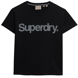 Superdry Damen Core City T-Shirt mit Logo Schwarz 40