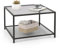 COSTWAY Table Basse Carrée, Table Basse Verre avec Étagère en Maille, Cadre en Métal Noir, Design Minimaliste, Table Salon, Assemblage Facile, 70 x 70 x 45 cm (Gris)