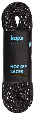 Kaps Wasserfeste Schnürsenkel aus Polyester für Schlittschuhe | Extrem Reißfest (190 daN), Wasserfest | Für Eishockey Schlittschuhe (Schwarz-Weiß - 182 cm)